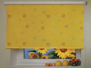 Roller blinds attached to the wall