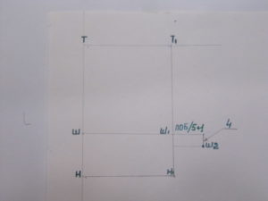 From point Ш1 they lay down POB/5 + 2 cm and down 4 cm it turns out to be point Ш2