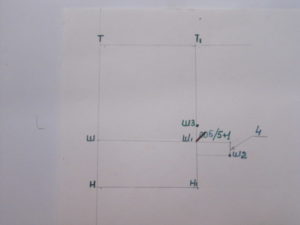 Uma bissetriz de 3,5 cm de comprimento é desenhada a partir do canto