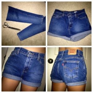 Seluar pendek ombre diperbuat daripada seluar jeans lama