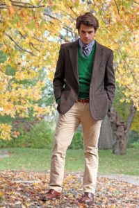 Autumn look with a men's brown jacket