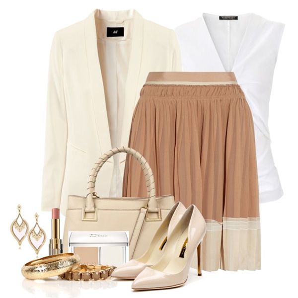 Beige Jacke und Accessoires