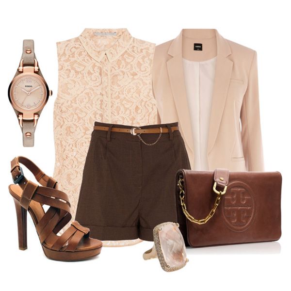 Beige Jacke mit Shorts