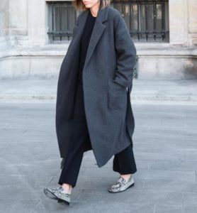 Pants under an oversized coat