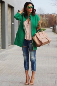 Jeans et veste verte