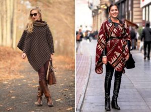 Poncho d'automne et bottes hautes