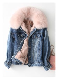 what to wear with a denim jacket with fur