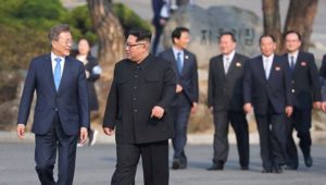 Przywódca Korei Północnej Kim Dzong-un i prezydent Korei Południowej Moon Jae-in