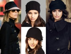 diversi modelli di cappelli sotto i cappotti