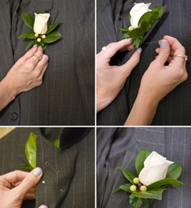 How to attach a boutonniere