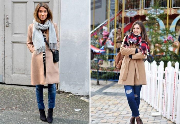 Scarf para sa isang beige coat