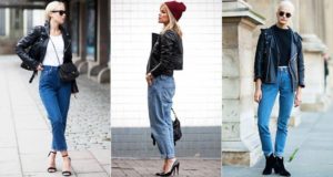 chaqueta motera con jeans