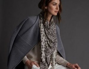 Light scarf and gray coat