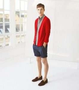 Cardigan for menn med shorts