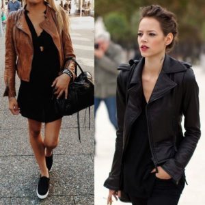 Romantischer Look mit einer Lederjacke