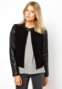 Leather jacket with suede inserts