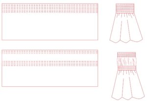 Muster eines Sommerkleides mit Gummibändern in der Taille