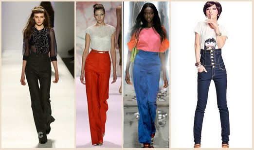 colorful high-waisted trousers