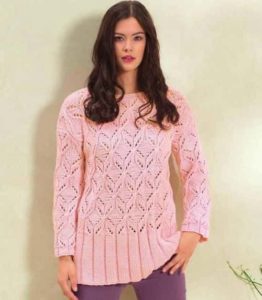 jumper wanita kerawang merah jambu