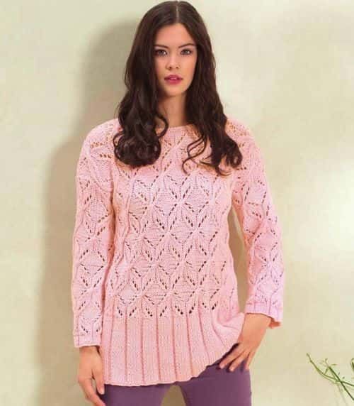 Niniting openwork pullover