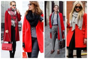 options for tying a scarf on a women's coat