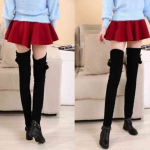 Black leg warmers with a miniskirt