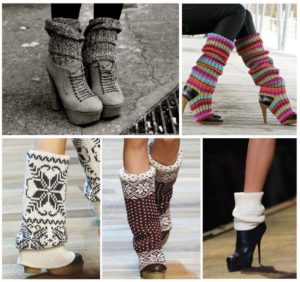 Knitted leg warmers with shoes