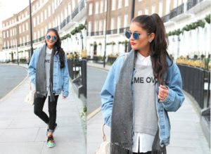 Oversized jeans med denimjakke