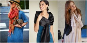 3 options for wearing a stole on a dress