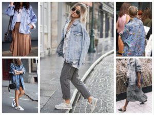 Différentes combinaisons avec une veste en jean oversize