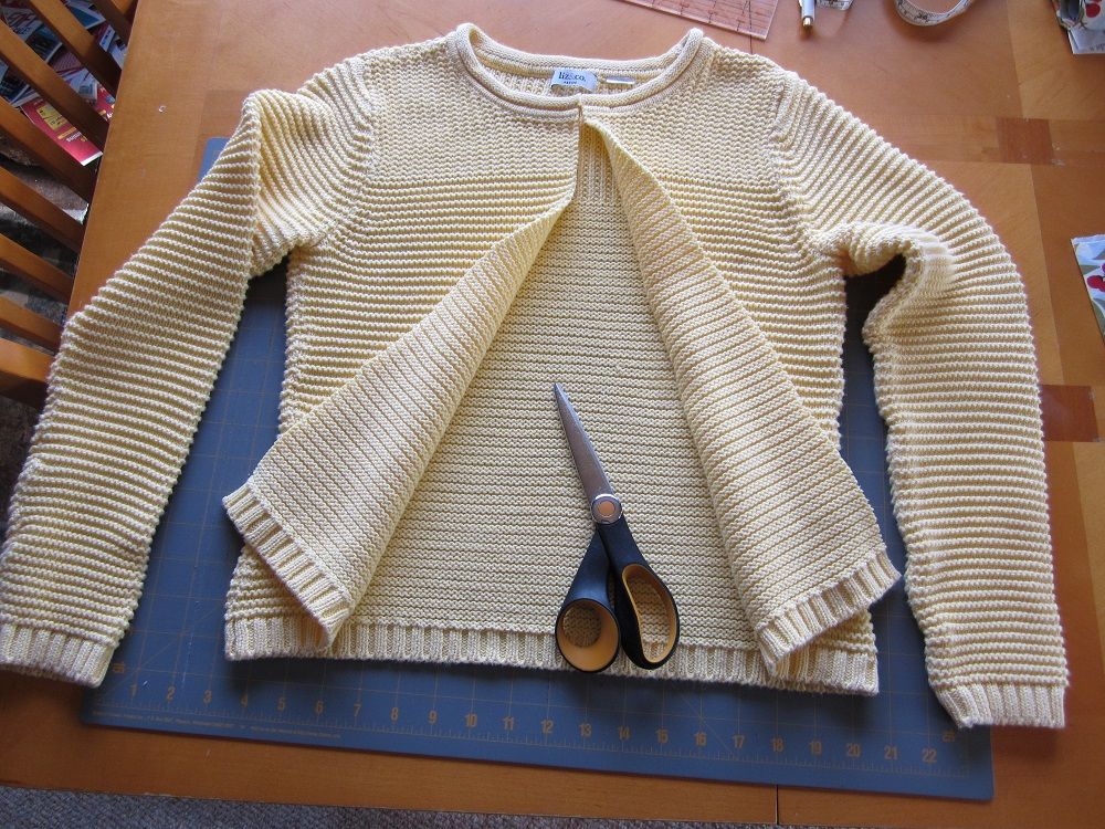 Upcycling a sweater into a cardigan