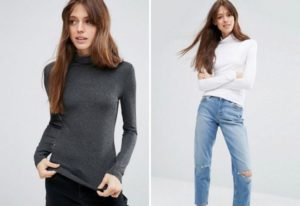 Vit turtleneck med jeans