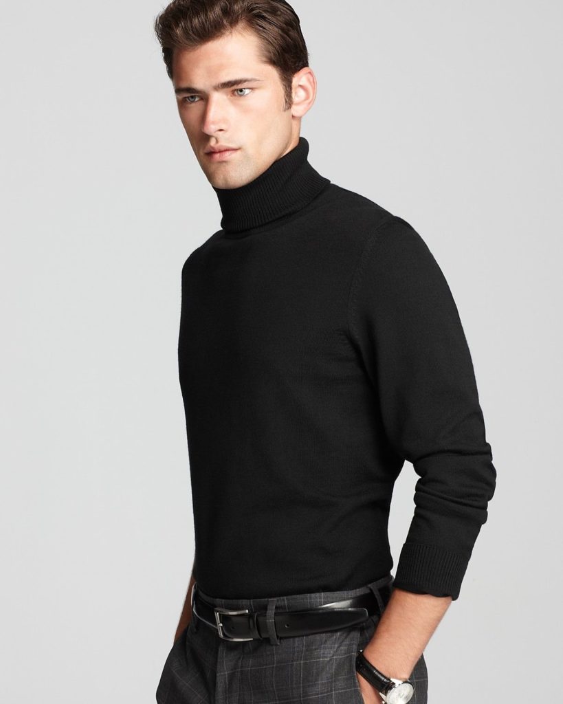 Jersey de cuello alto negro para hombre.