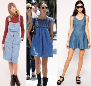 verschiedene Stile von Denim-Sommerkleidern