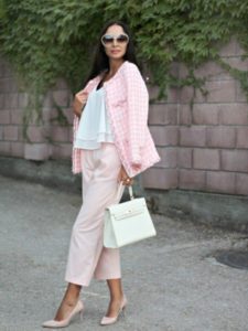 combination with pink women's trousers