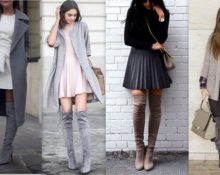 skirt and dress with gray boots