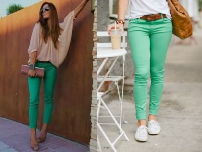 Pantaloni verzi skinny