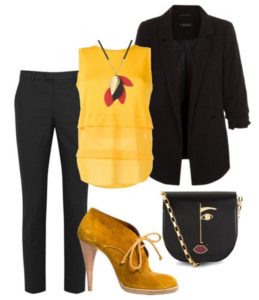 Fashionable combination of yellow and black