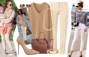 look con pantaloni beige