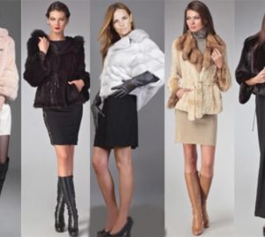 Boots under a mink fur coat in different colors