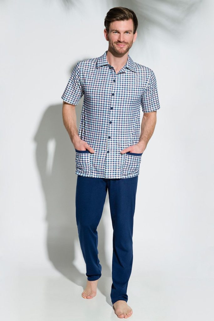 Shirt with blue trousers