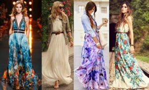 Mga sundresses sa estilo ng boho