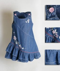 Elegant sundress i denim for jenter