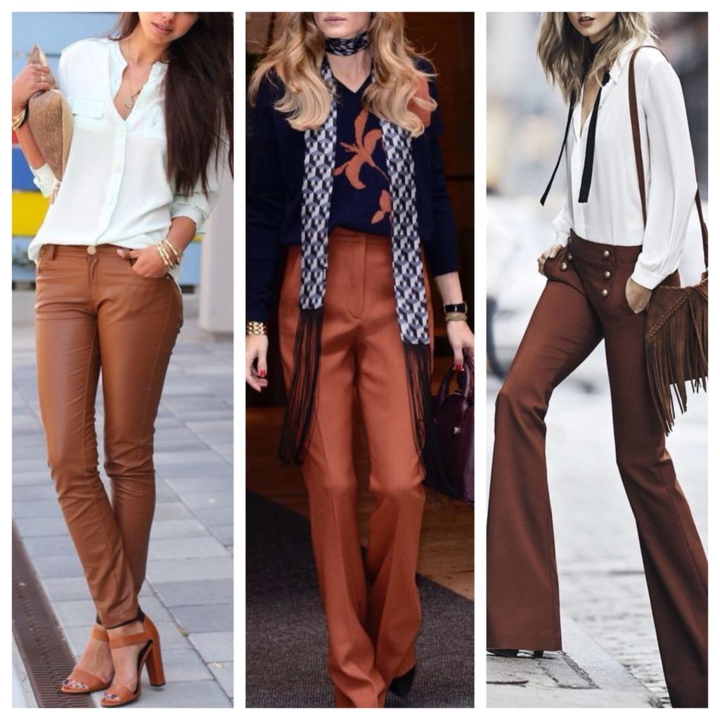 What to wear with women's brown trousers 1