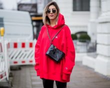 red oversized hoodie