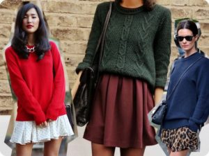 flared skirt with sweater