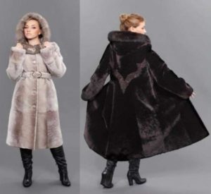 Different colors of mouton fur coats