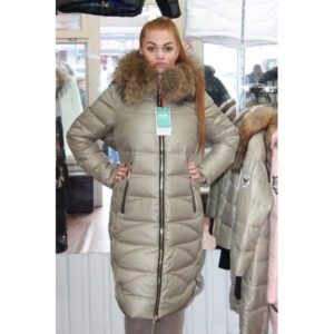 girl in a beige down jacket