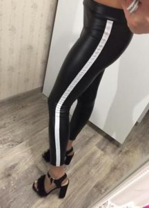 pantaloni de piele cu dungi