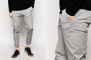 pantalones chinos grises